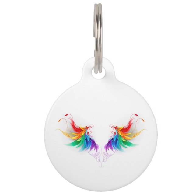 Fluffy Rainbow Wings Pet Tag (Front)