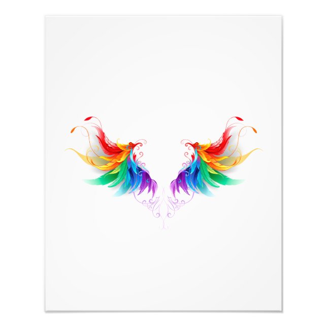 Fluffy Rainbow Wings Photo Print (Front)