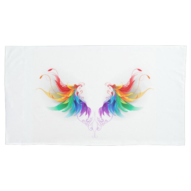 Fluffy Rainbow Wings Pillowcase (Front-Left)