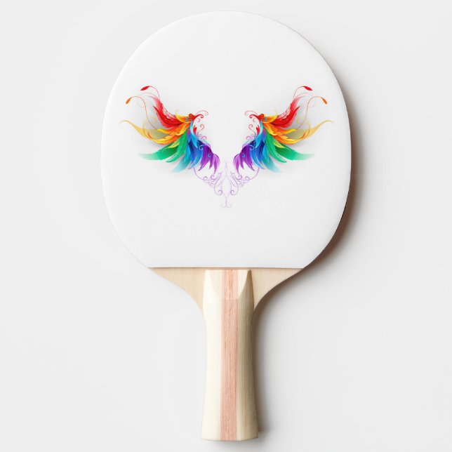 Fluffy Rainbow Wings Ping Pong Paddle (Front)