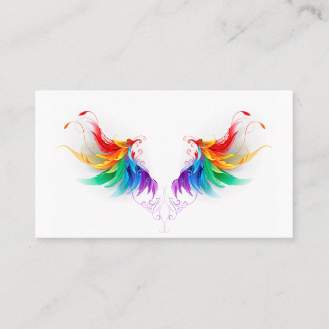 Fluffy Rainbow Wings Place Card (Front)