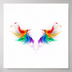 Fluffy Rainbow Wings Poster