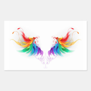 Fluffy Rainbow Wings Rectangular Sticker