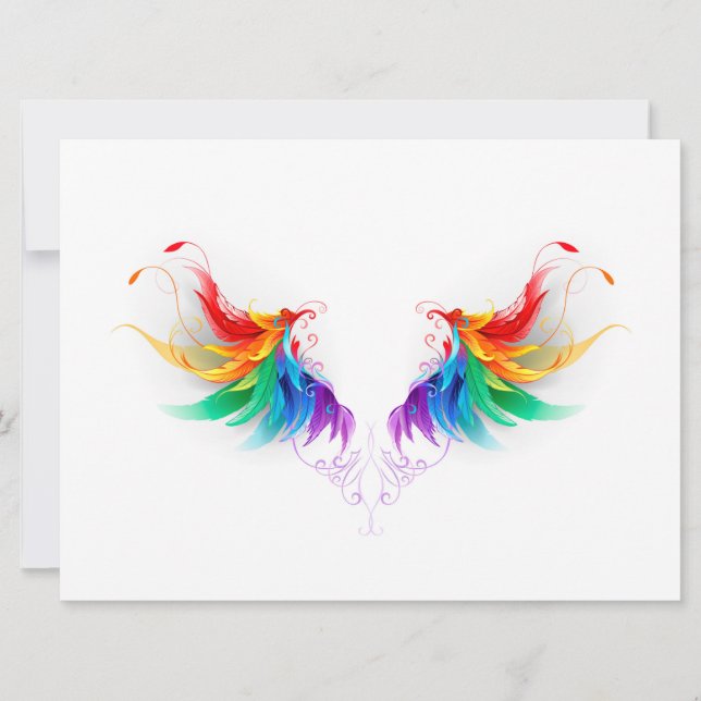 Fluffy Rainbow Wings Save The Date (Front)