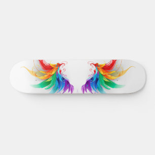 Fluffy Rainbow Wings Skateboard