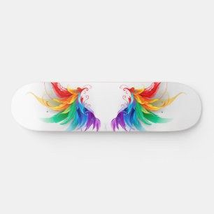 Fluffy Rainbow Wings Skateboard