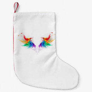 Fluffy Rainbow Wings Small Christmas Stocking