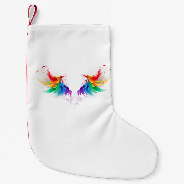 Fluffy Rainbow Wings Small Christmas Stocking (Front)
