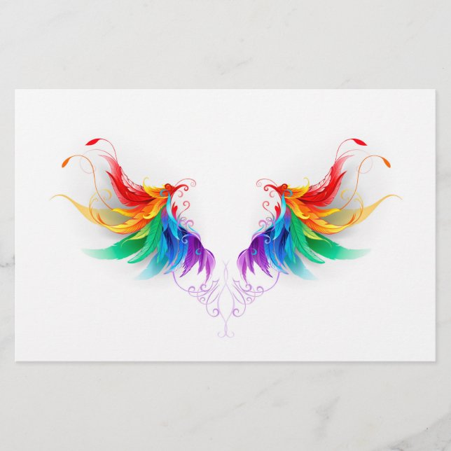 Fluffy Rainbow Wings Stationery (Front)