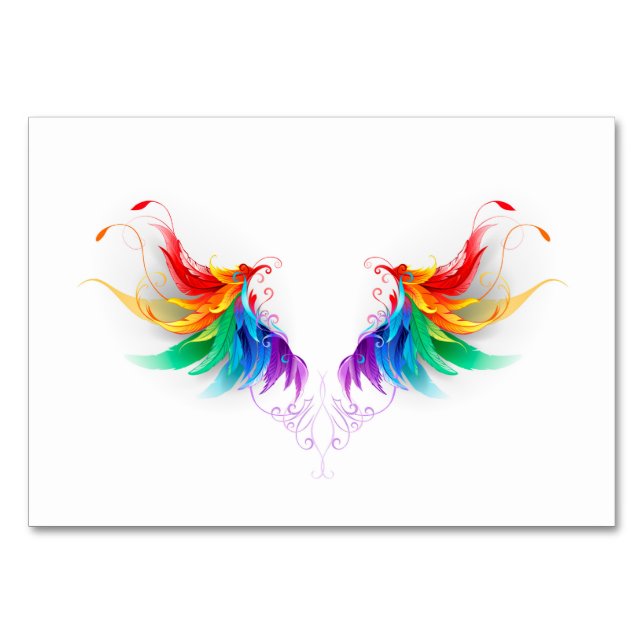 Fluffy Rainbow Wings Table Number (Front)