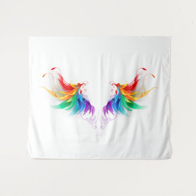 Fluffy Rainbow Wings Tapestry (Front (Horizontal))