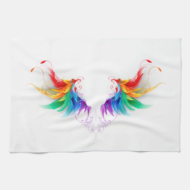 Fluffy Rainbow Wings Tea Towel (Horizontal)