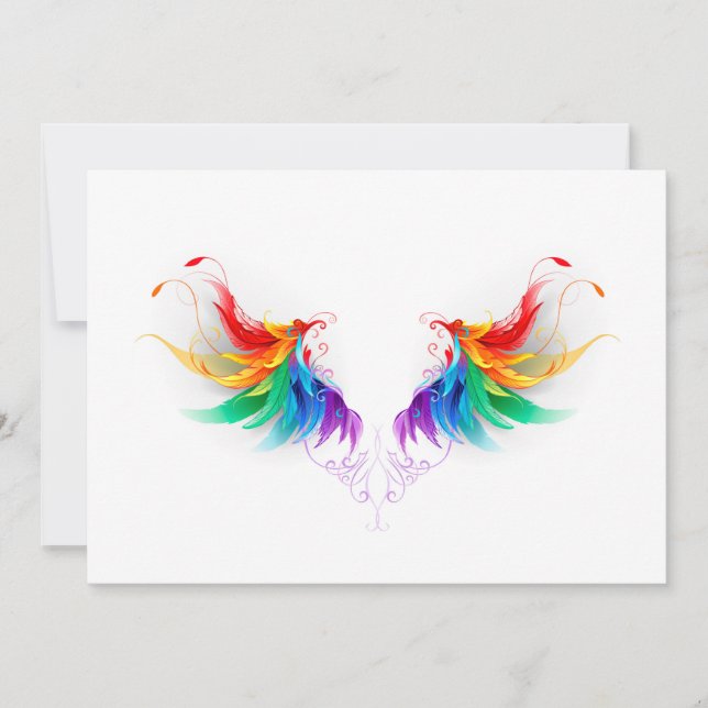 Fluffy Rainbow Wings Thank You Card (Front)