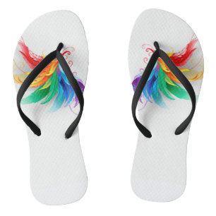 Fluffy Rainbow Wings Thongs