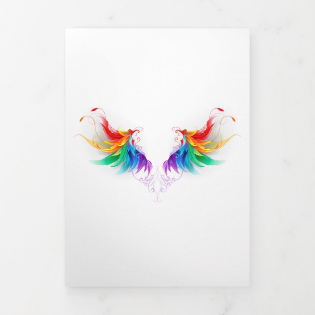 Fluffy Rainbow Wings Tri-Fold Card (Cover)