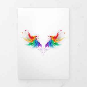 Fluffy Rainbow Wings Tri-Fold Holiday Card
