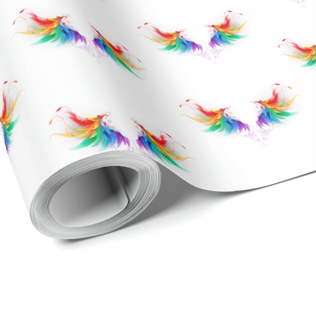 Fluffy Rainbow Wings Wrapping Paper (Roll Corner)