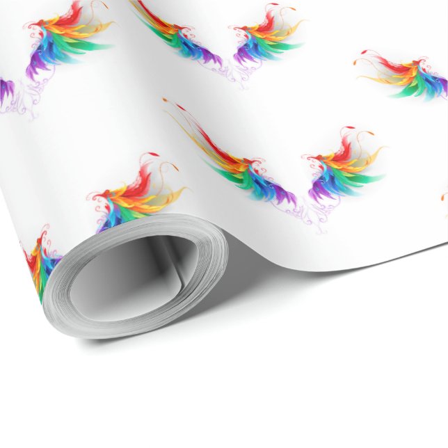 Fluffy Rainbow Wings Wrapping Paper (Roll Corner)