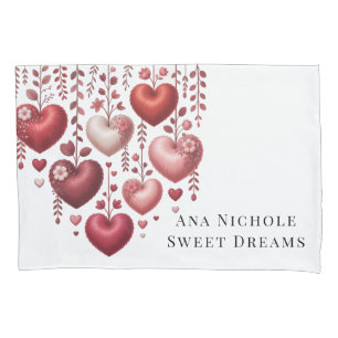 Fluffy Red Floral Heart Baby Shower Gift Pillowcase