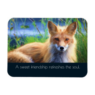 Fluffy Red Fox with Friendship Quote Magnet