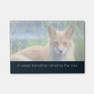 Fluffy Red Fox with Friendship Quote Post-it Notes