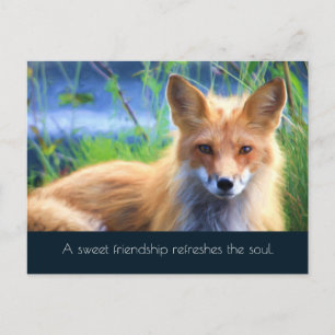 Fluffy Red Fox with Friendship Quote Postcard