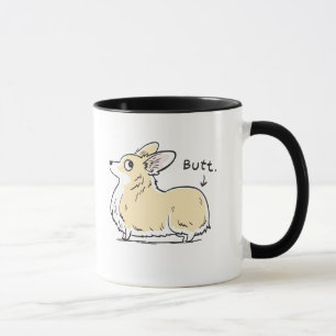 Fluffy Red/White Pembroke Corgi Butt Mug