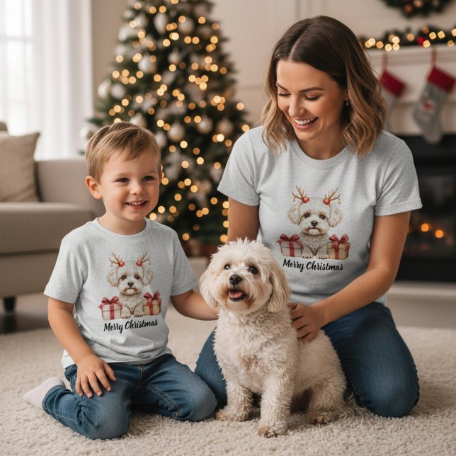 Fluffy Reindeer - Bichon Frise dog T-Shirt (Creator Uploaded)