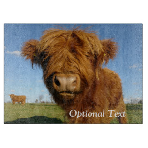 Fluffy Scottish Highland Cow - Blue Sky Cutting Board