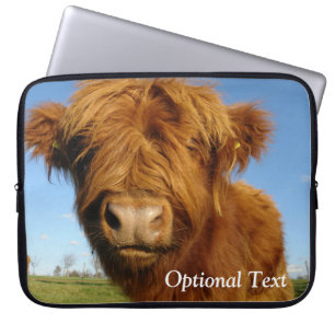 Fluffy Scottish Highland Cow - Blue Sky Laptop Sleeve