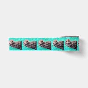 Fluffy Sea Otter Painting Satin Ribbon