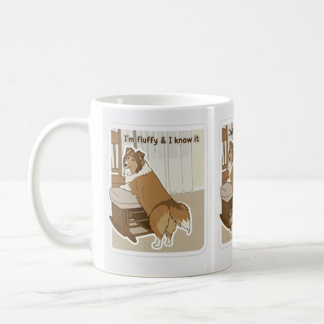 Fluffy sheltie coffee mug (Left)