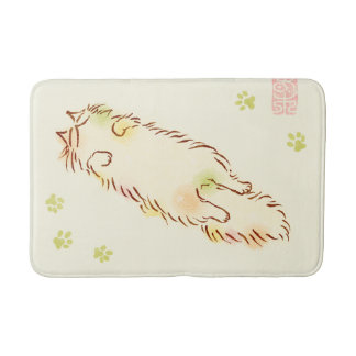 Fluffy Sleepy Cat Bath Mat