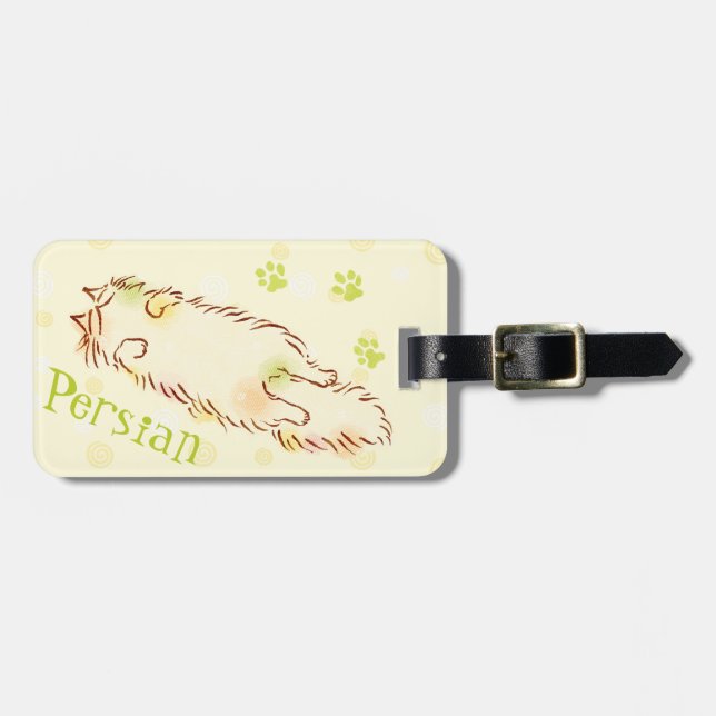 Fluffy Sleepy Cat Luggage Tag (Front Horizontal)