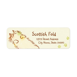 Fluffy Sleepy Cat Return Address Label