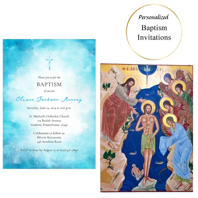 Fluffy Soft Cerulean Clouds Orthodox Baptism       Invitation (Creator Uploaded)