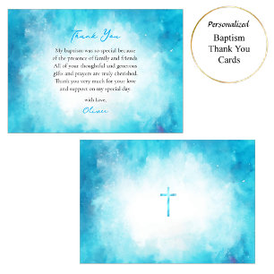 Fluffy Soft Cerulean Clouds Orthodox Baptism Thank You Card