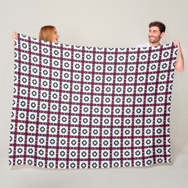 Fluffy Squares Floral Fleece Blanket (In Situ)