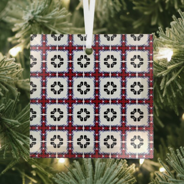 Fluffy Squares Floral Glass Tree Decoration (Insitu)