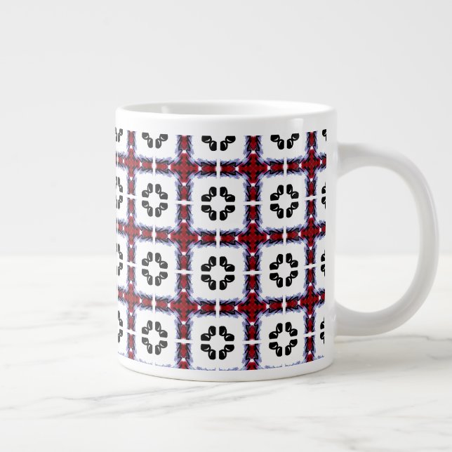 Fluffy Squares Floral Large Coffee Mug (Right)