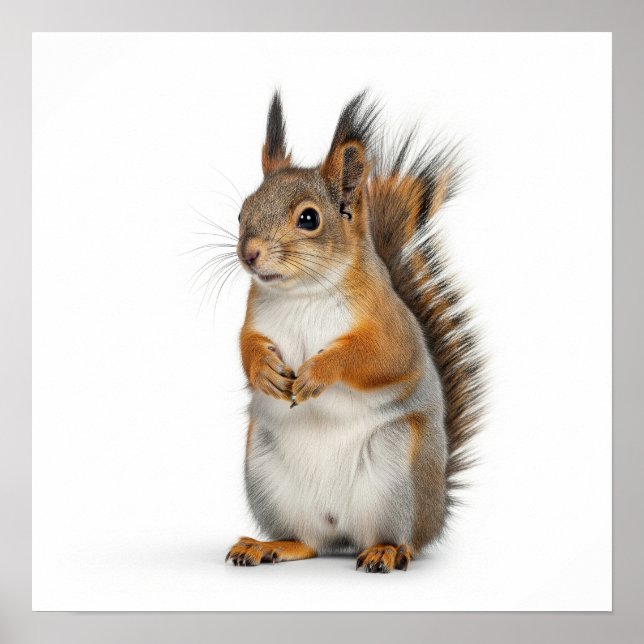Fluffy Squirrel Art Poster (Front)