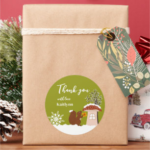 Fluffy Squirrel Gift Winter Baby Shower Gift  Classic Round Sticker
