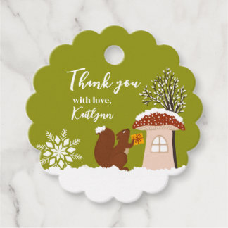 Fluffy Squirrel Gift Winter Baby Shower Gift Favour Tags