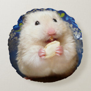 Fluffy Syrian Hamster Kokolinka Round Cushion