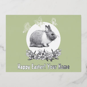   Fluffy the rabbit Foil Holiday Postcard