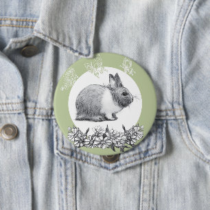 Fluffy the rabbit. Pencil drawing 10 Cm Round Badge