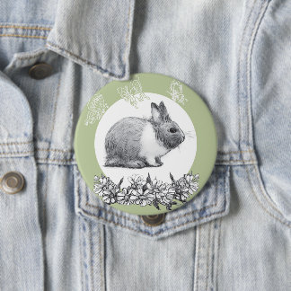 Fluffy the rabbit. Pencil drawing 10 Cm Round Badge