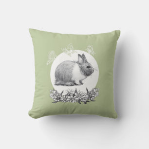 Fluffy the rabbit. Pencil drawing Cushion
