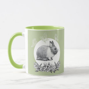 Fluffy the rabbit. Pencil drawing. Mug