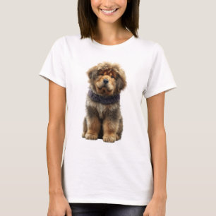 Fluffy Tibetan Mastiff Puppy Illustration T-Shirt